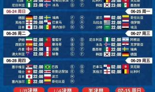 2018世界杯赛程安排图